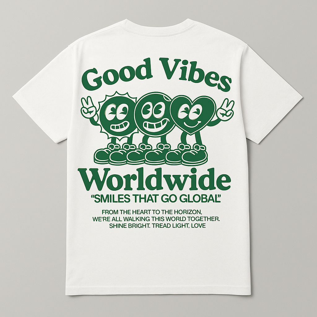 Good Vibes - Short Sleeve Green on White