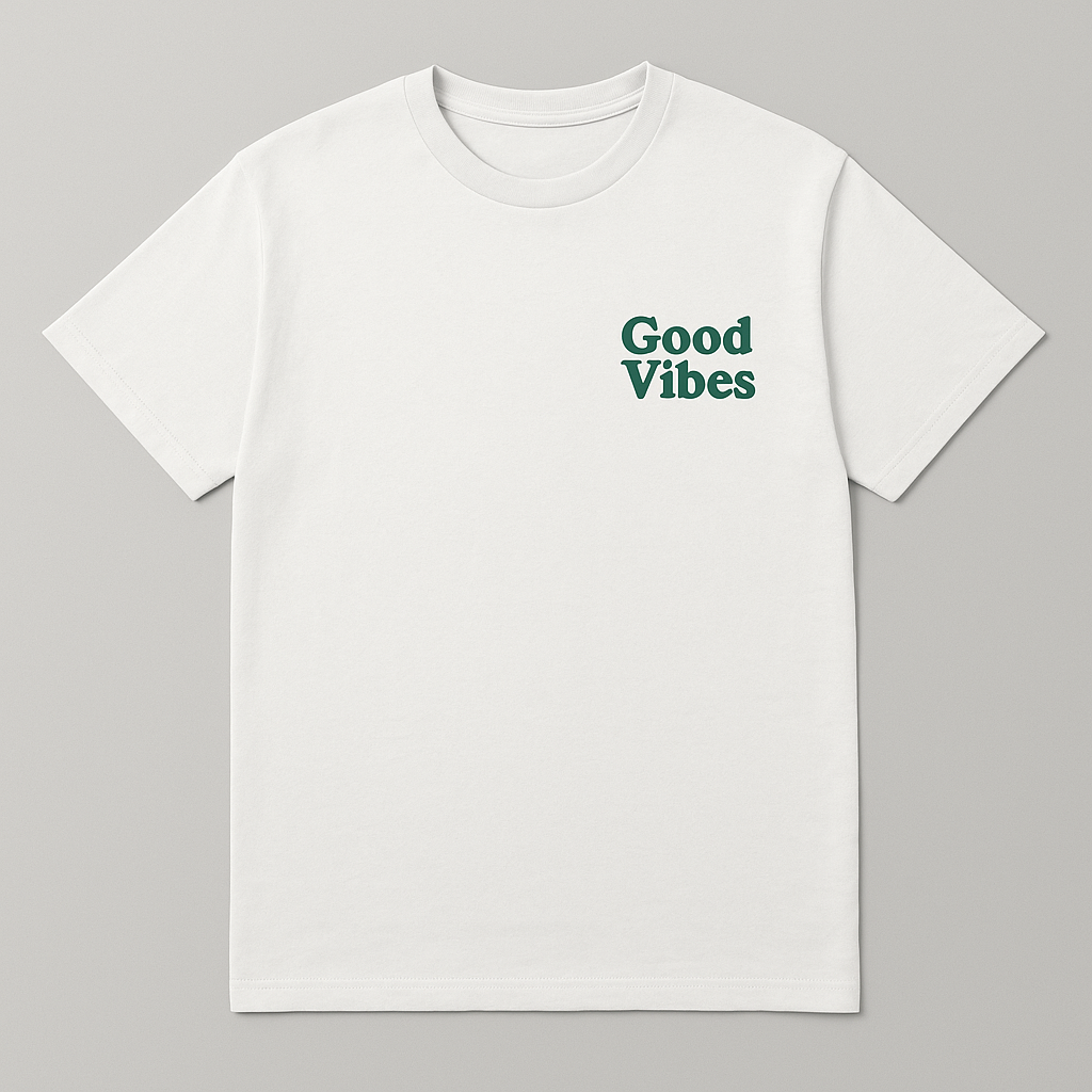 Good Vibes - Short Sleeve Green on White